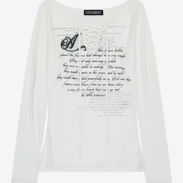어퓨커멘츠 페일 프린트 레이스업 롱슬리브 탑 WHITE