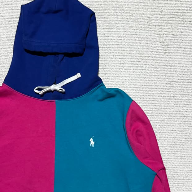폴로 랄프로렌 컬러블록 후드티 M