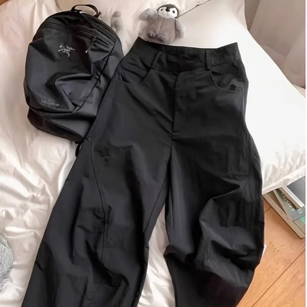 [옷장정리] 나일론 와이드팬츠 블랙