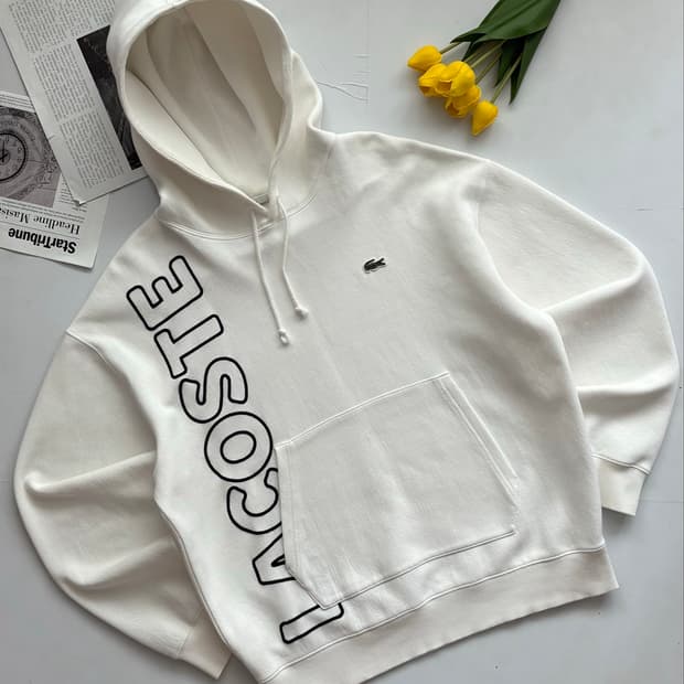 Lacoste 라코스테 신형 화이트 후드 스웻 셔츠