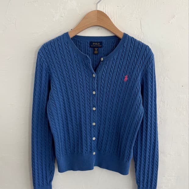 Polo 폴로 랄프로렌 신형 블루컬러 걸즈 케이블 가디건