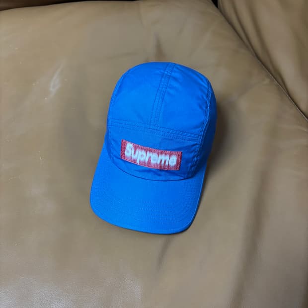 슈프림 캠프캡 모자 박스로고 리버스드 라벨 로얄 블루