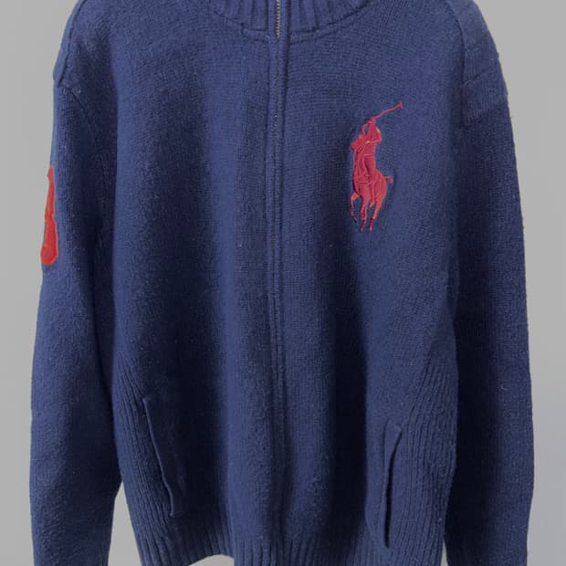 폴로 랄프로렌 빅포니 투웨이 니트집업 네이비