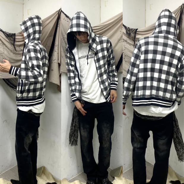Y2K Check Pattern Hoodie Zip Up