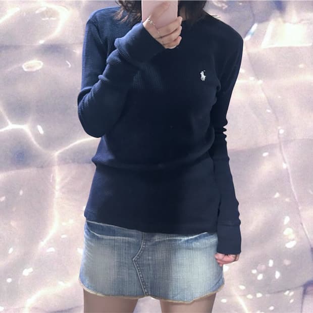 폴로 랄프로렌 신형 와플 롱슬리브 티셔츠 네이비 L