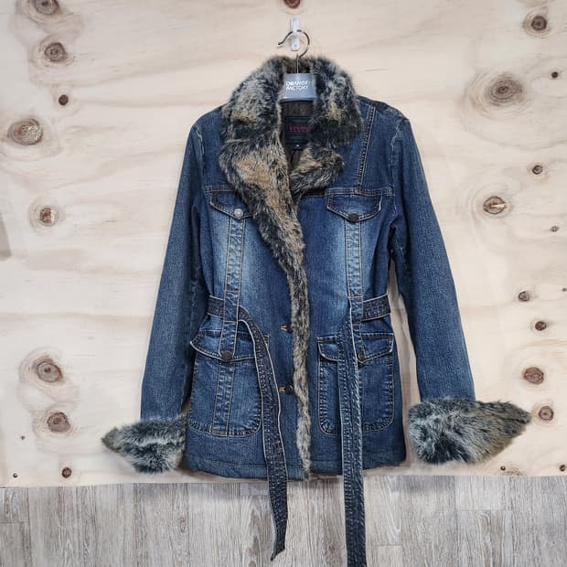 501) 여성 인조퍼 포인트 데님자켓