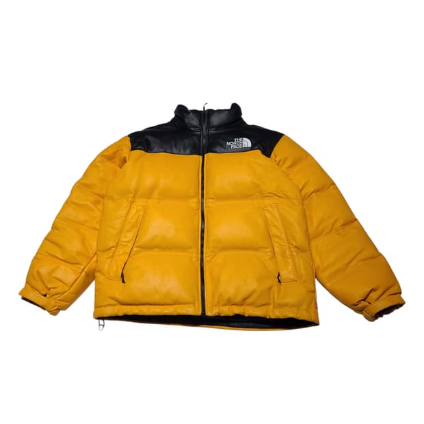 17FW 슈프림 노스페이스 레더 눕시자켓 옐로우[XL]