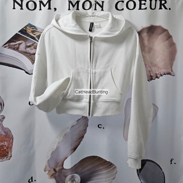 h&m 크롭 후드 집업 화이트