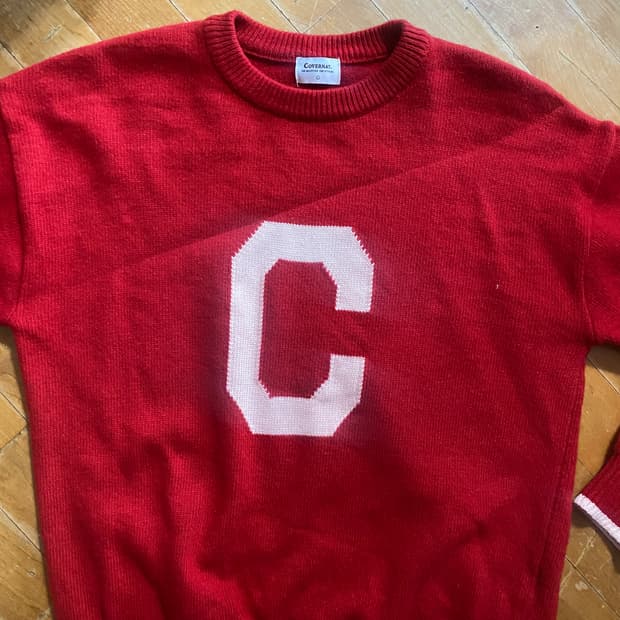 커버낫 C 로고 오버핏 니트 레드 L (100~105)