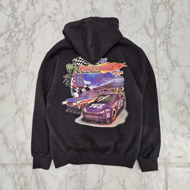 예쓰아이씨 레이싱 빅로고 블랙후드티
M