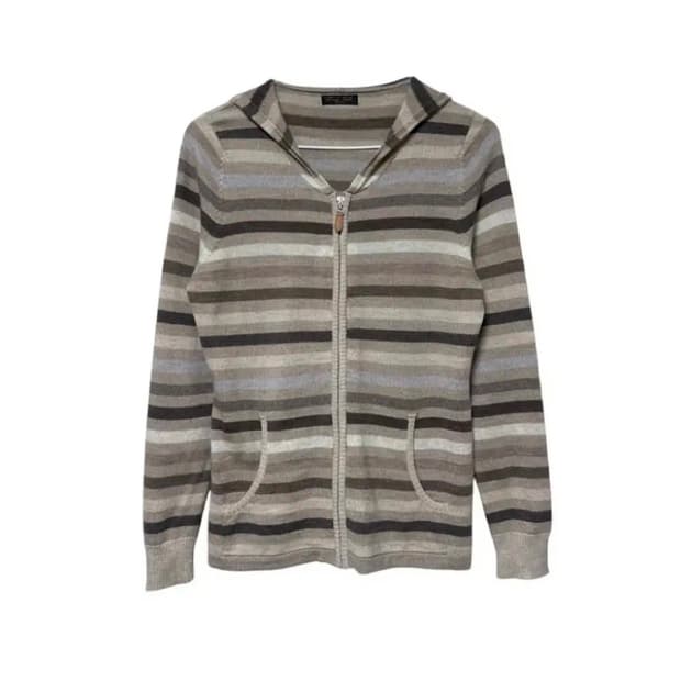 빈티지 스트라이프 엑스트라파인 울 후드집업