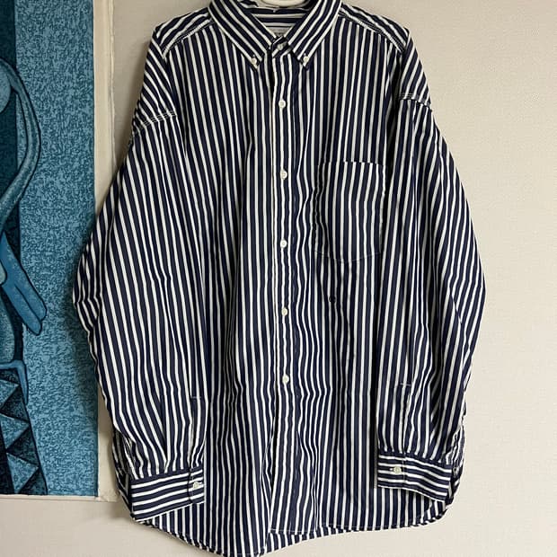 나나미카 빅 버튼다운 스트라이프 윈드셔츠 L