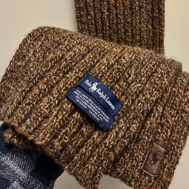 POLO 폴로랄프로렌 가죽패치 램스울 머플러 목도리