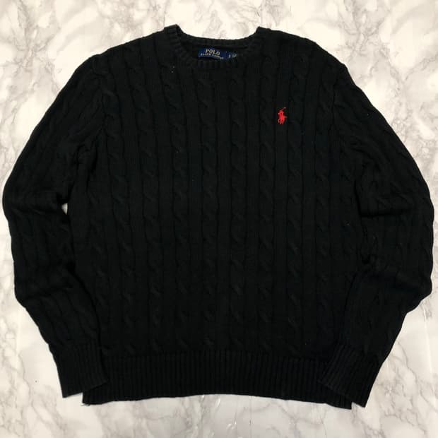 폴로 랄프로렌 꽈배기 니트 블랙