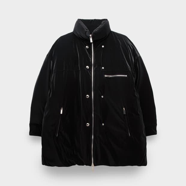 SYSTEM PARIS 벨벳 롱패딩 블랙 