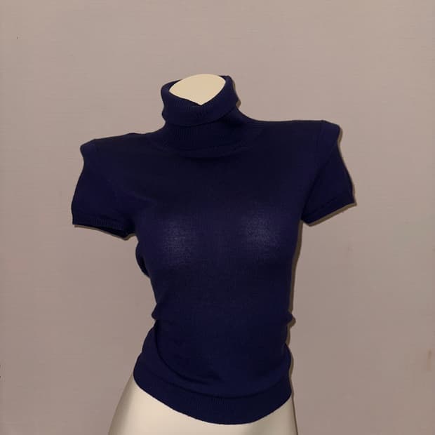 반팔 폴라 퍼플 빈티지 니트