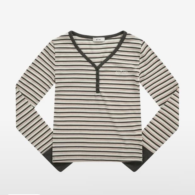 애즈온 VATICAN STRIPE TEE 차콜