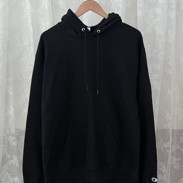 L) 챔피온 기모 후드 티셔츠 블랙
