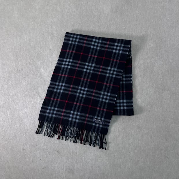 버버리 노바체크 캐시미어 네이비 머플러