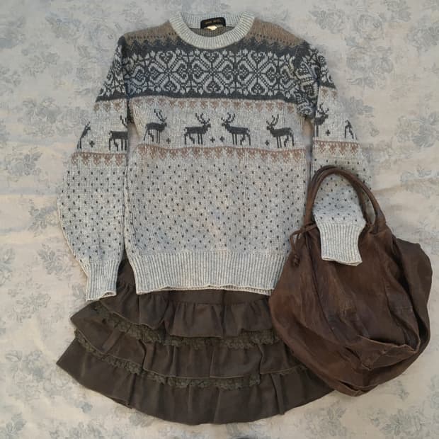 일본빈티지 노르딕 윈터 울 니트