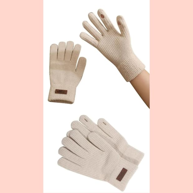 니트 스마트폰터치 겨울장갑(베이지)