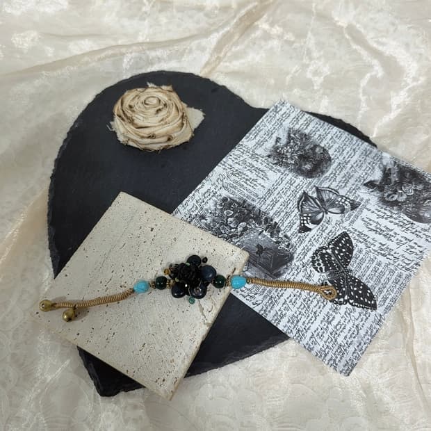 빈티지 네팔 꽃 터키석 팔찌