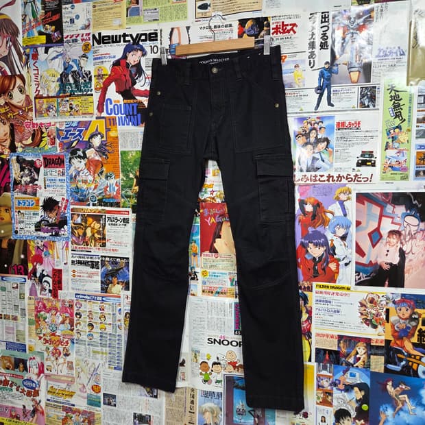 JPN 도그맨 블랙 코튼 슬림 스트레이트 워크 팬츠 