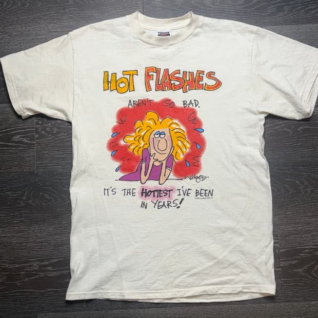 [L] USA 빈티지 툴텍스 HOT FLASHES 티셔츠 아이보리