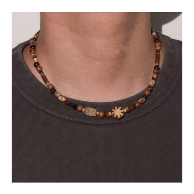보헤미안 우드 원석 목걸이