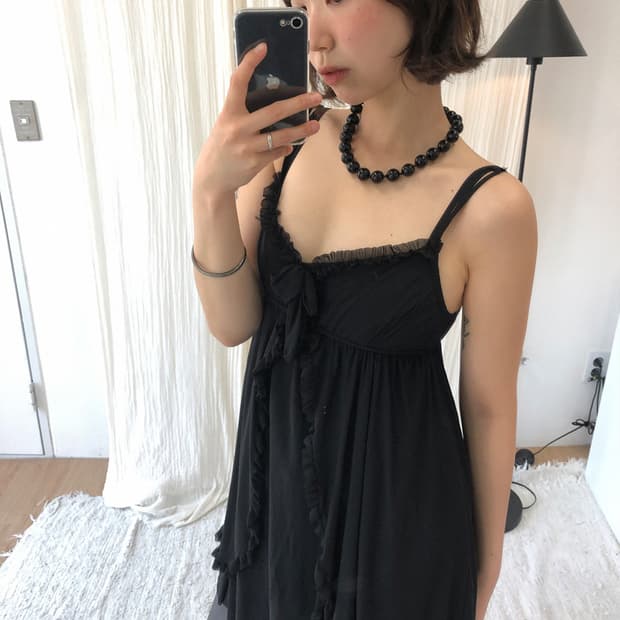 vintage midnight frill chiffon cami dres