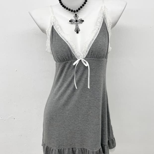 그레이 코지 레이스 슬립