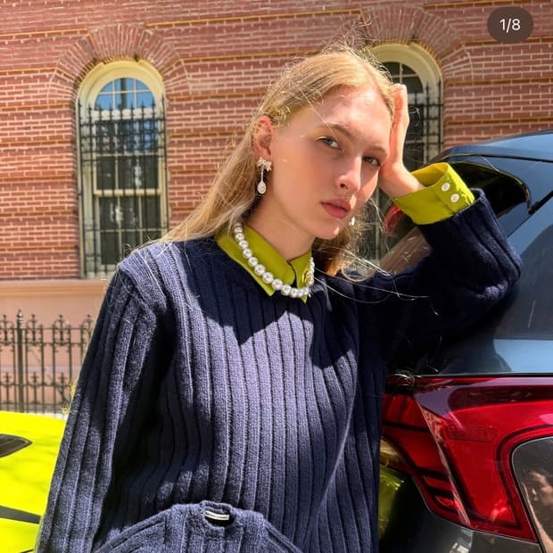 샌디리앙 미니어쳐 니트 네이비 스몰 사이즈