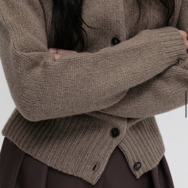 Lfm rib crew neck cardigan 토피컬러