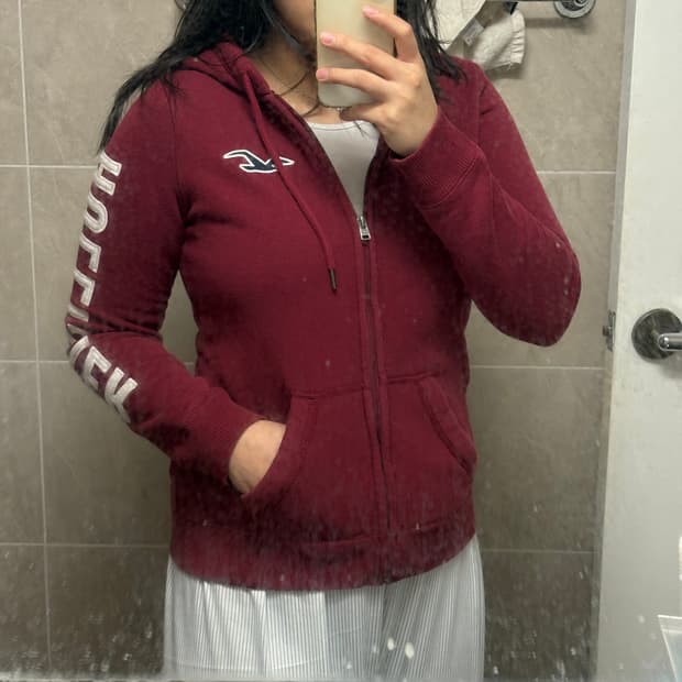 홀리스터 딱붙 후드집업(버건디 s)