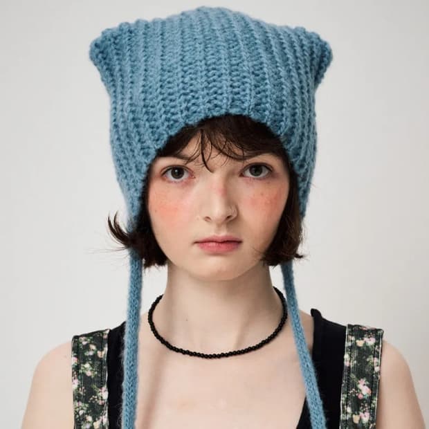 펀프롬펀 MOHAIR EARMUFF BEANIE, BLUE