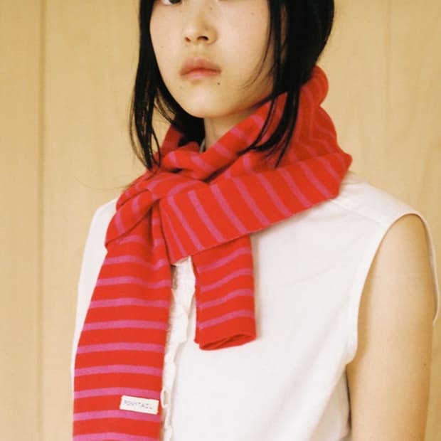 포니테일 sempe knit scarf red&pink