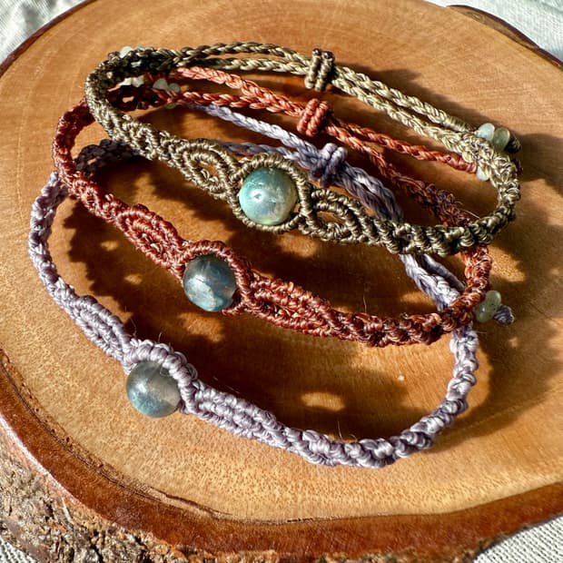 래브라도라이트 메디테이션 마크라메 원석 팔찌