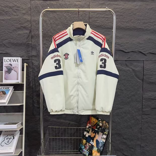 아디다스 팀 리버시블 패디드 자켓 크림 화이트 더블면 재킷 S
