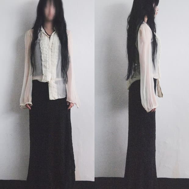 JPN VTG 멀티 레이어 롱스커트
