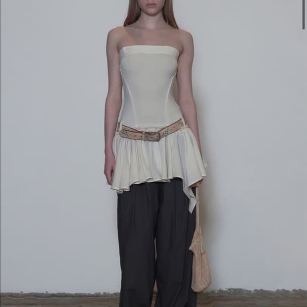 Tube Top Low Waist Dress Cream xxs