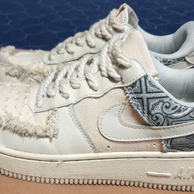 (커스텀) 나이키 에어포스1 캔버스 퍼 페이즐리 빈티지 스니커즈(230)