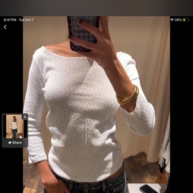 브랜디멜빌 7부 플로럴 화이트 티셔츠