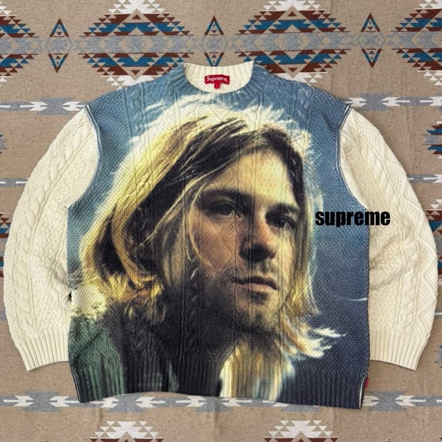 [L] 슈프림 커트 코베인 스웨터 화이트 - 23SS