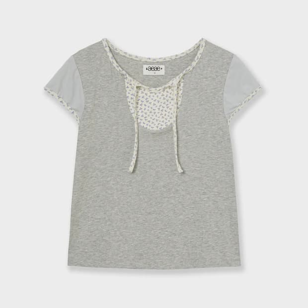 Aeae FLOWER BLOCK TEE [MELANGE GREY]