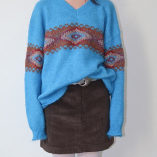 (새 상품) 노르딕 패턴 니트 블루