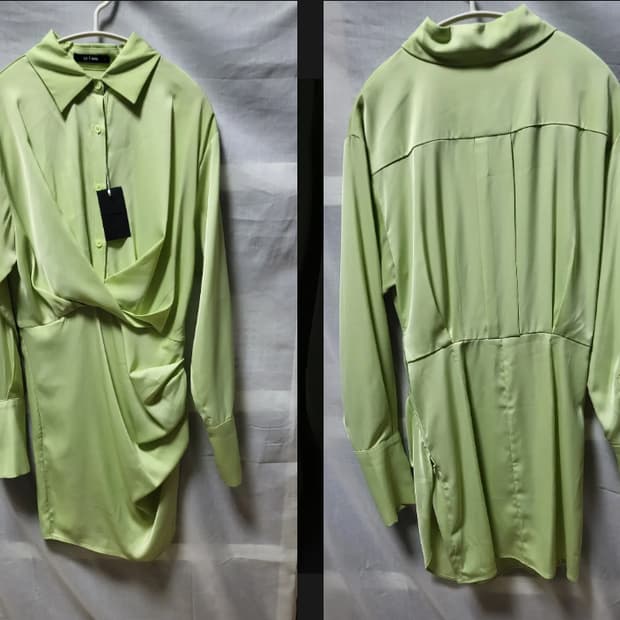 yyiam silken green dress 그린 드레이핑 원피스