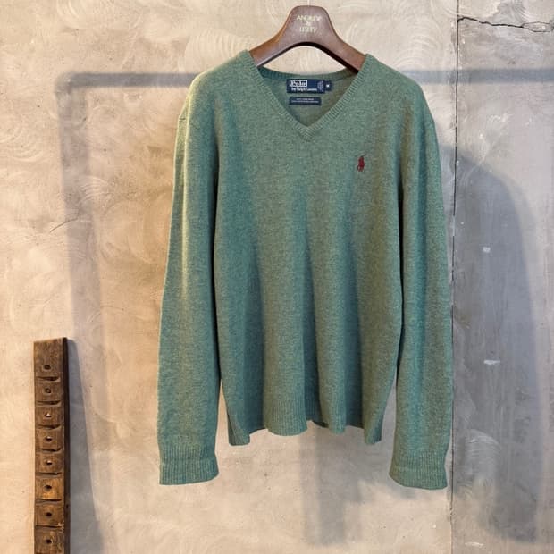 폴로 랄프로렌 브이넥 램스울 니트 100