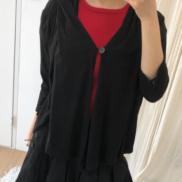 vintage black draped layered cardigan
