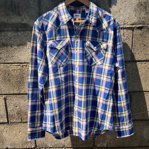 빈티지 Levi’s 체크 패턴 웨스턴 셔츠 L