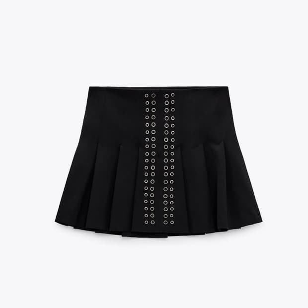 자라 블랙 아이렛 플리츠 스커트 XS